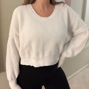 Aerie White Ribbed Knit Top